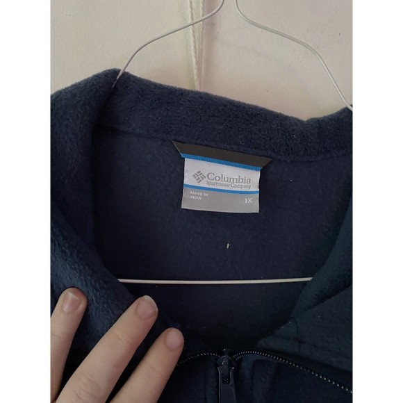 Columbia Mens Size 1XL Full Zip Fleece Vest Jacket Navy Pocket - Picture 2 of 3